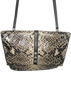 Snake Print Shoulder Bag in Black and Cream